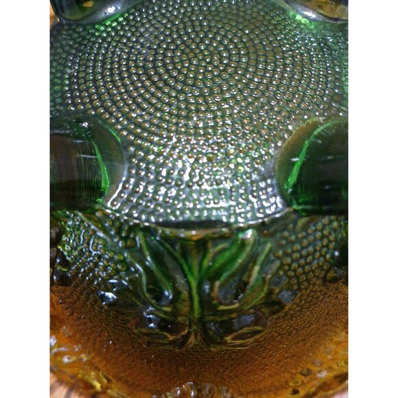 Vintage Jeannette Glass Ombre Amber Green Grape Pattern footed candy dish - Picture 15 of 16